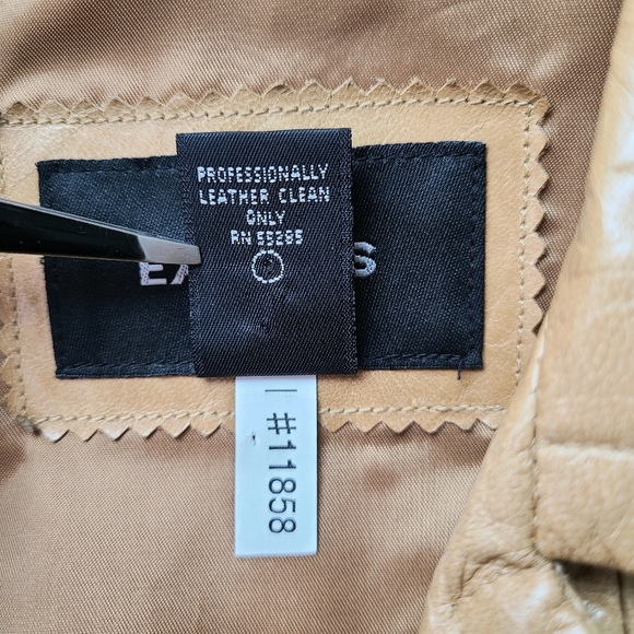 Express Y2K Tan Genuine Leather Vintage Belted Trench Coat - Picture 10 of 11